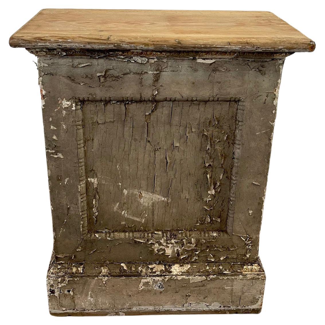 Rustic Antique Country Swedish Gustavian Distressed Painted Pine Stand  For Sale