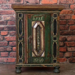 Rustic Antique Danish Baroque Cabinet with Original Paint