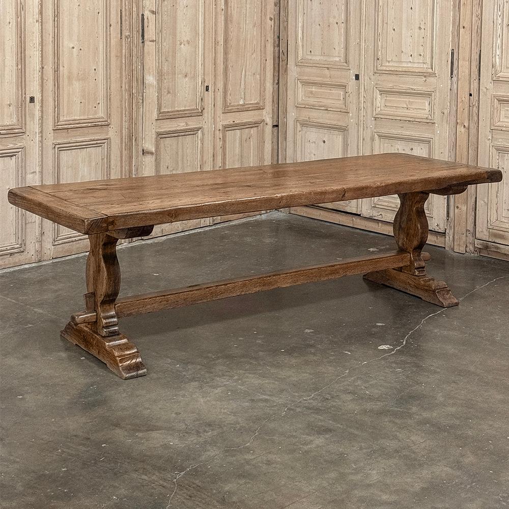 Fait main Table de salle à manger rustique ancienne ~ Table à tréteaux en chêne massif en vente