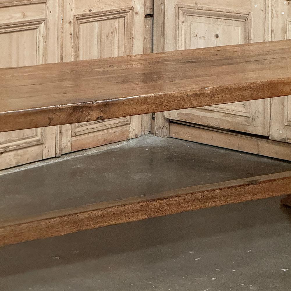 20ième siècle Table de salle à manger rustique ancienne ~ Table à tréteaux en chêne massif en vente