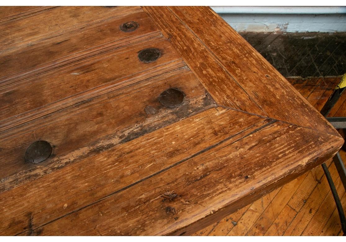 Rustic Antique Door Trestle Table In Good Condition In Bridgeport, CT