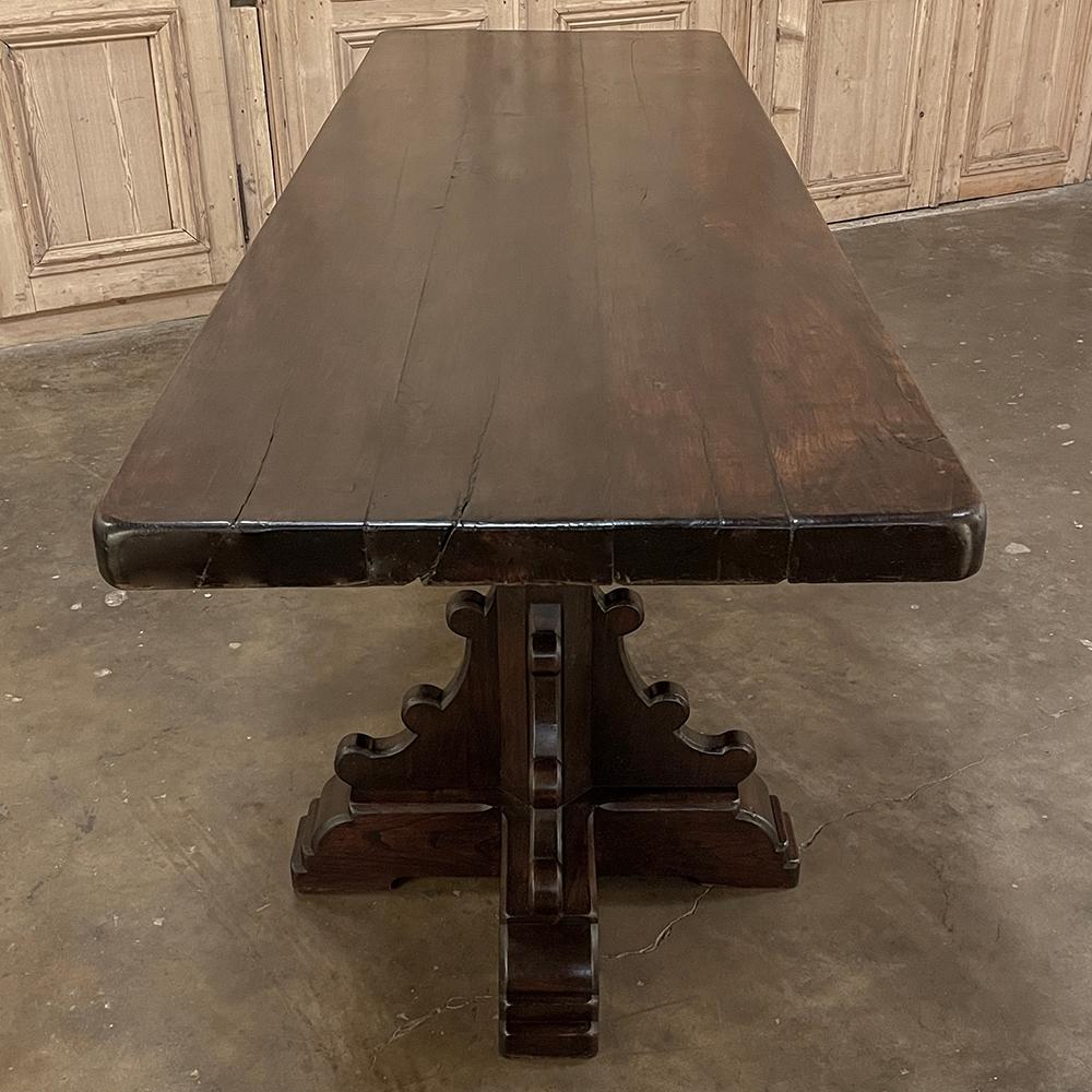 Rustic Antique Double Pedestal Banquet Table For Sale 4