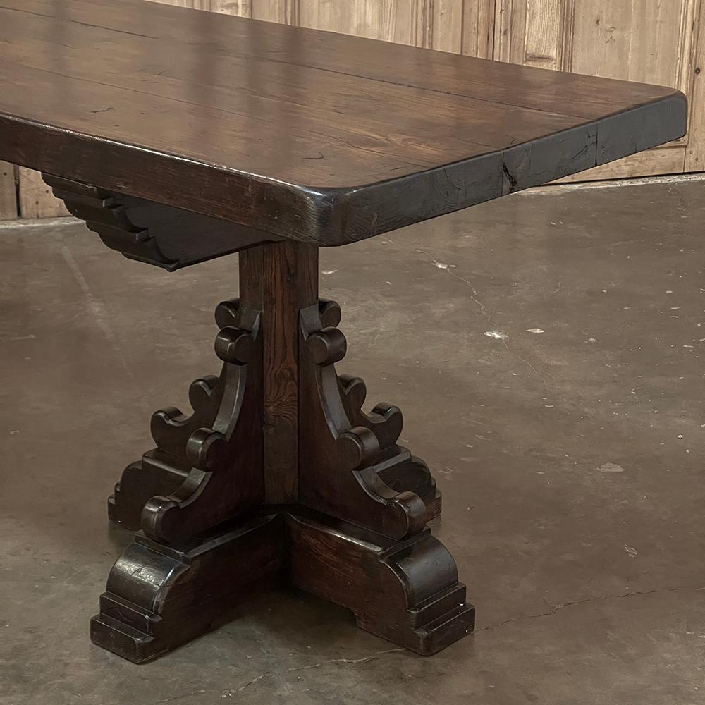 Rustic Antique Double Pedestal Banquet Table For Sale 5