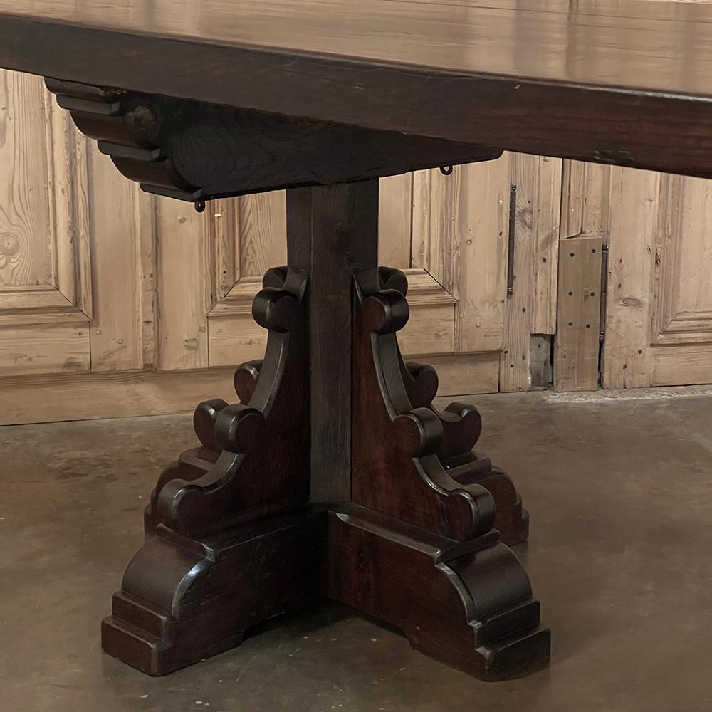 Rustic Antique Double Pedestal Banquet Table For Sale 6