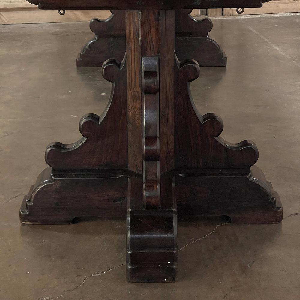 Rustic Antique Double Pedestal Banquet Table For Sale 7