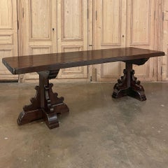 Rustic Antique Double Pedestal Banquet Table