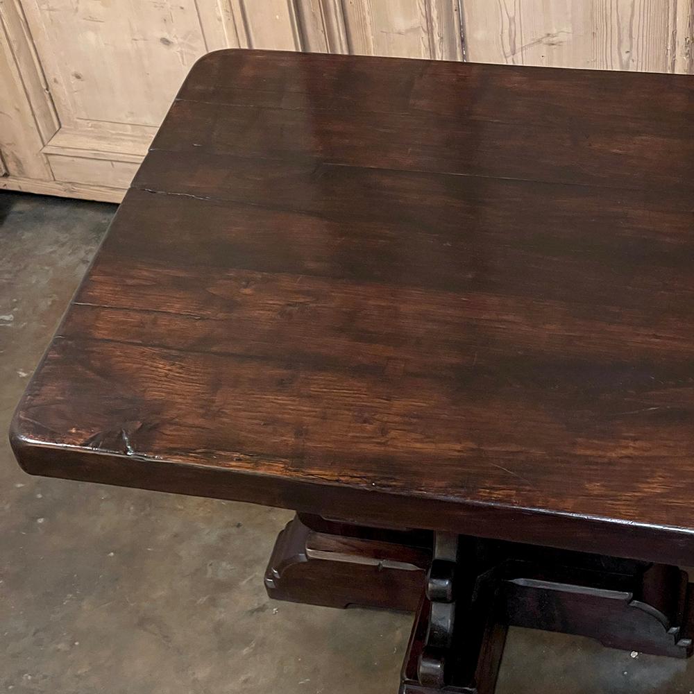 Rustic Antique Double Pedestal Banquet Table In Good Condition For Sale In Dallas, TX
