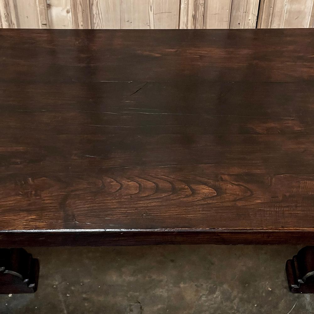 20th Century Rustic Antique Double Pedestal Banquet Table For Sale