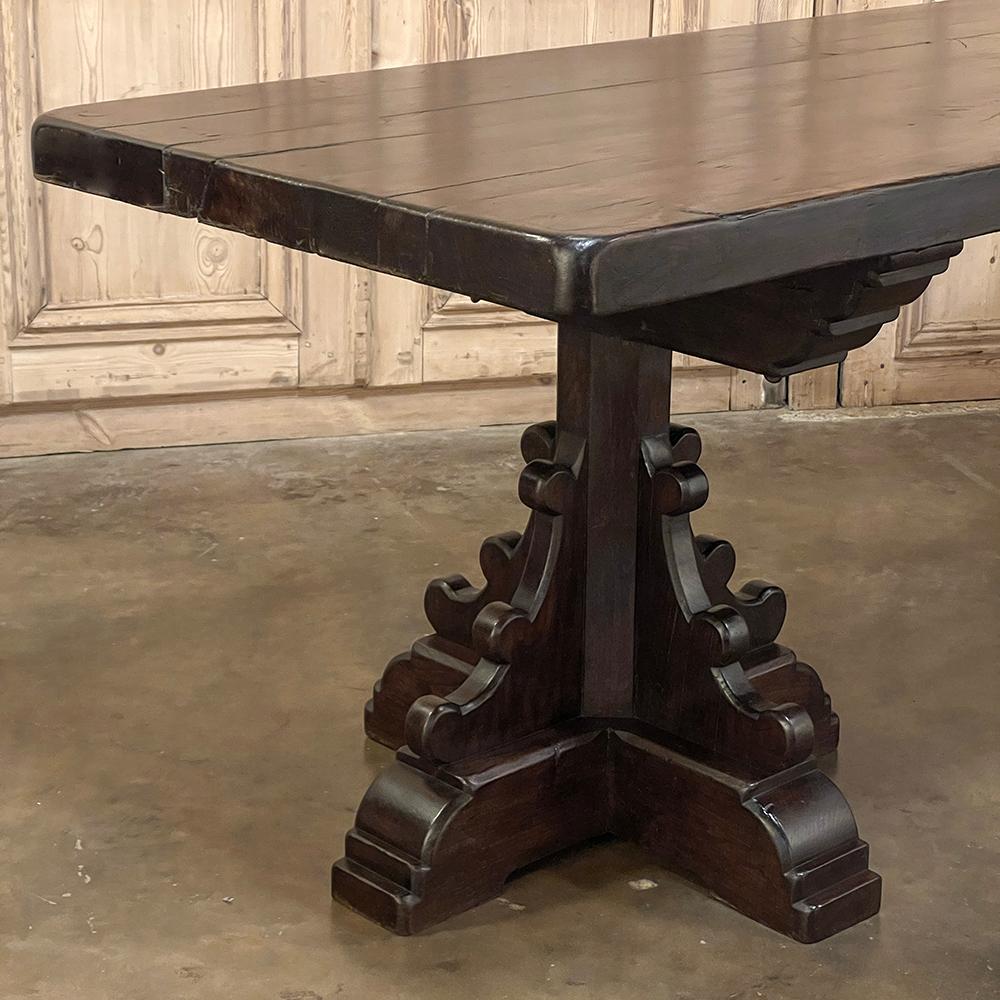 Rustic Antique Double Pedestal Banquet Table For Sale 1
