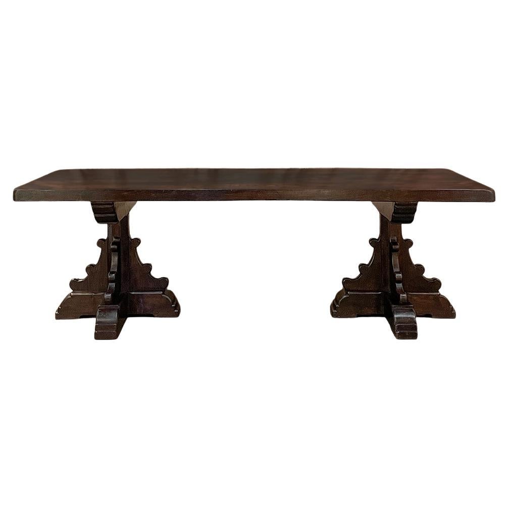 Tavolo da banchetto rustico antico a doppio piedistallo in vendita