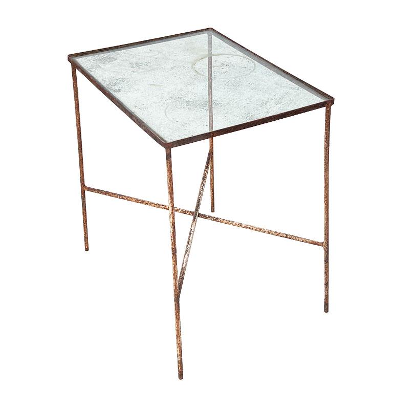 Rustique Table d'appoint ou table d'appoint rustique ancienne en fer et verre d'Amérique du Nord, Tulsa, années 1900 en vente