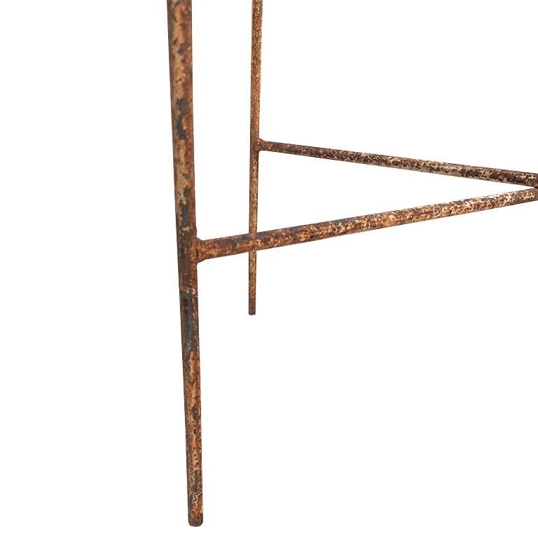 Rustic Antique Early American Iron and Glass Accent or Side Table - 1900s Tulsa For Sale 1