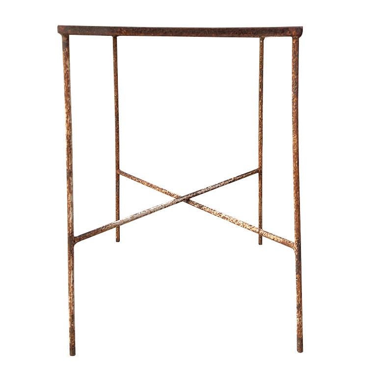 Rustic Antique Early American Iron and Glass Accent or Side Table - 1900s Tulsa For Sale 3