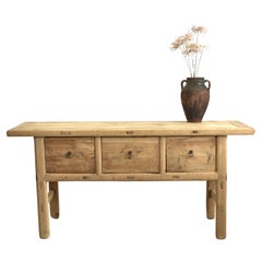 Rustic Used Elm Console Table Shop Counter Kitchen Island