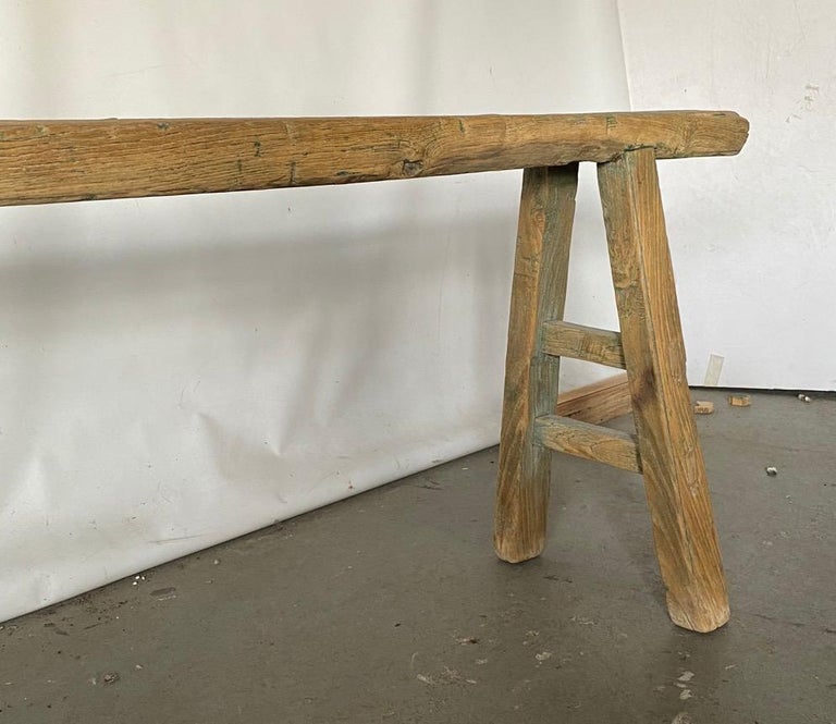 Rustic Antique Elm Wood Bench at 1stDibs