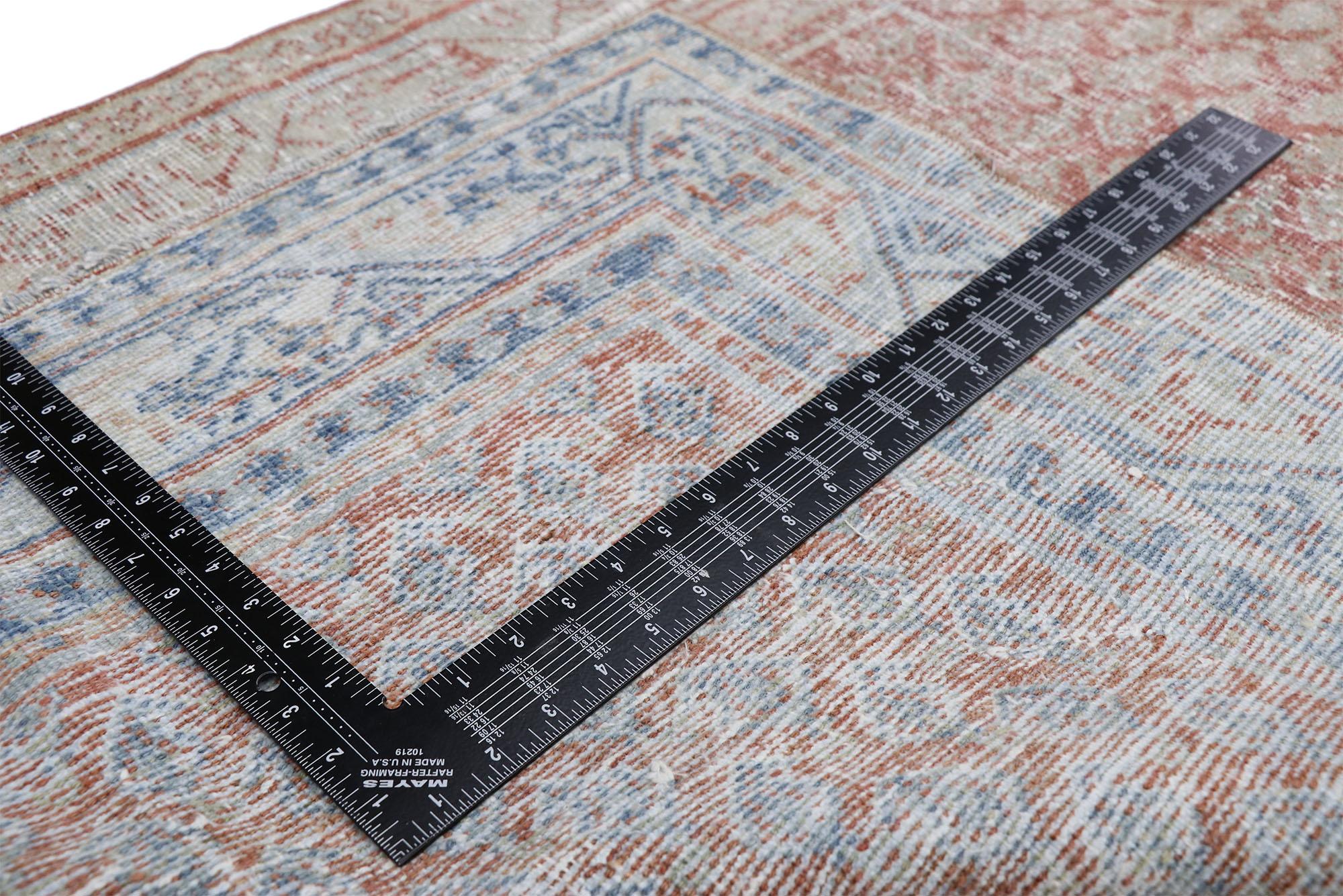 20th Century Rustic Antique Faded Persian Mahal Rug, Weathered Beauty Meets Timeless Appeal For Sale