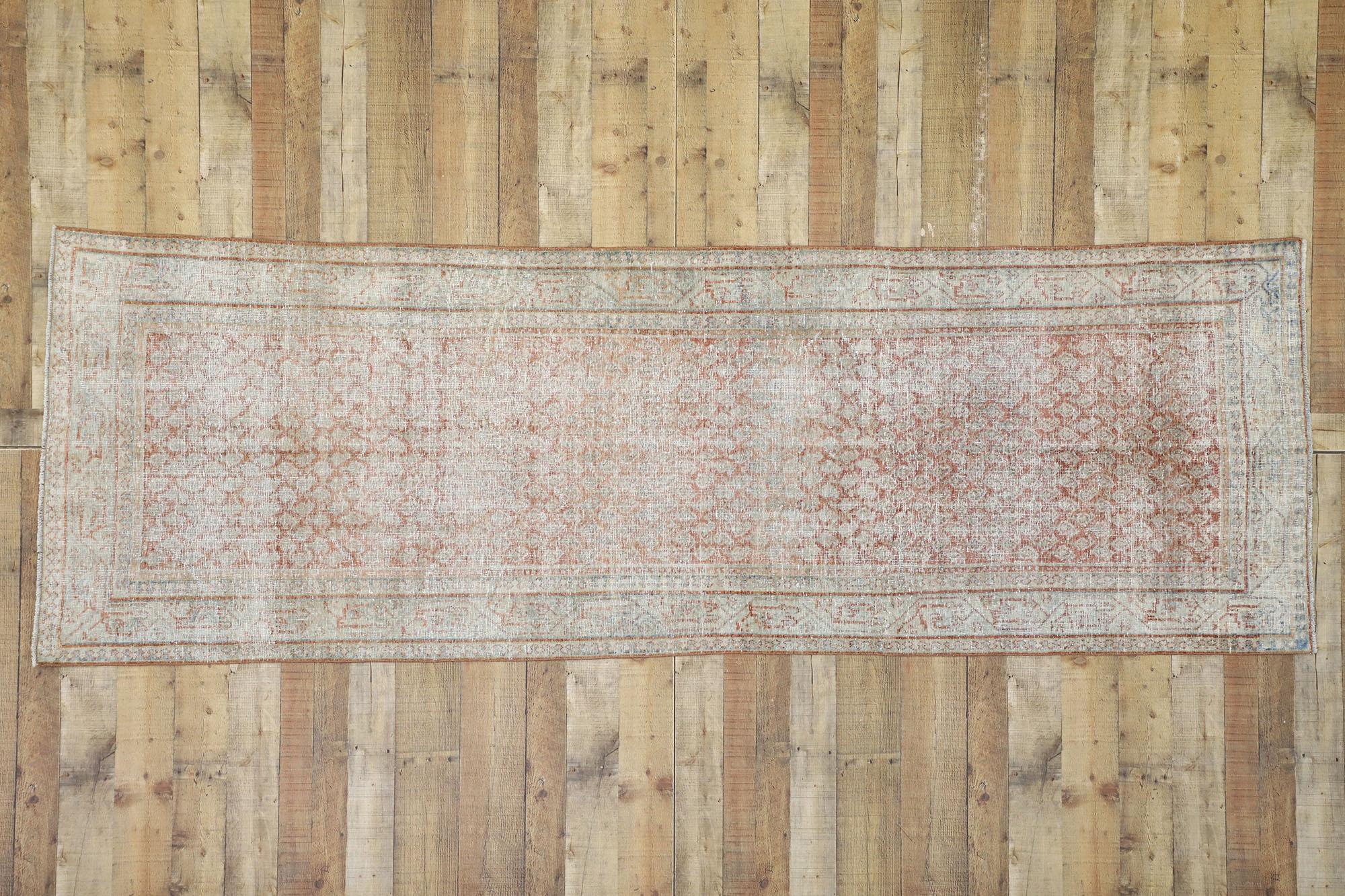 Rustic Antique Faded Persian Mahal Rug, Weathered Beauty Meets Timeless Appeal For Sale 2