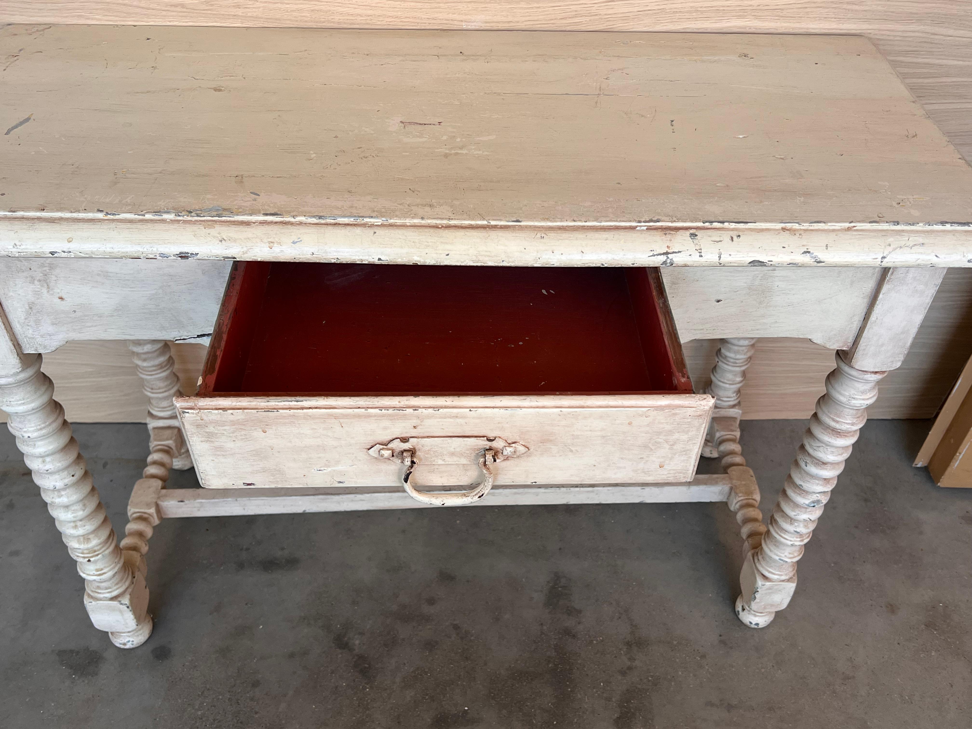 Rustic Antique Farmhouse Harvest Spanish Table with drawer For Sale 3
