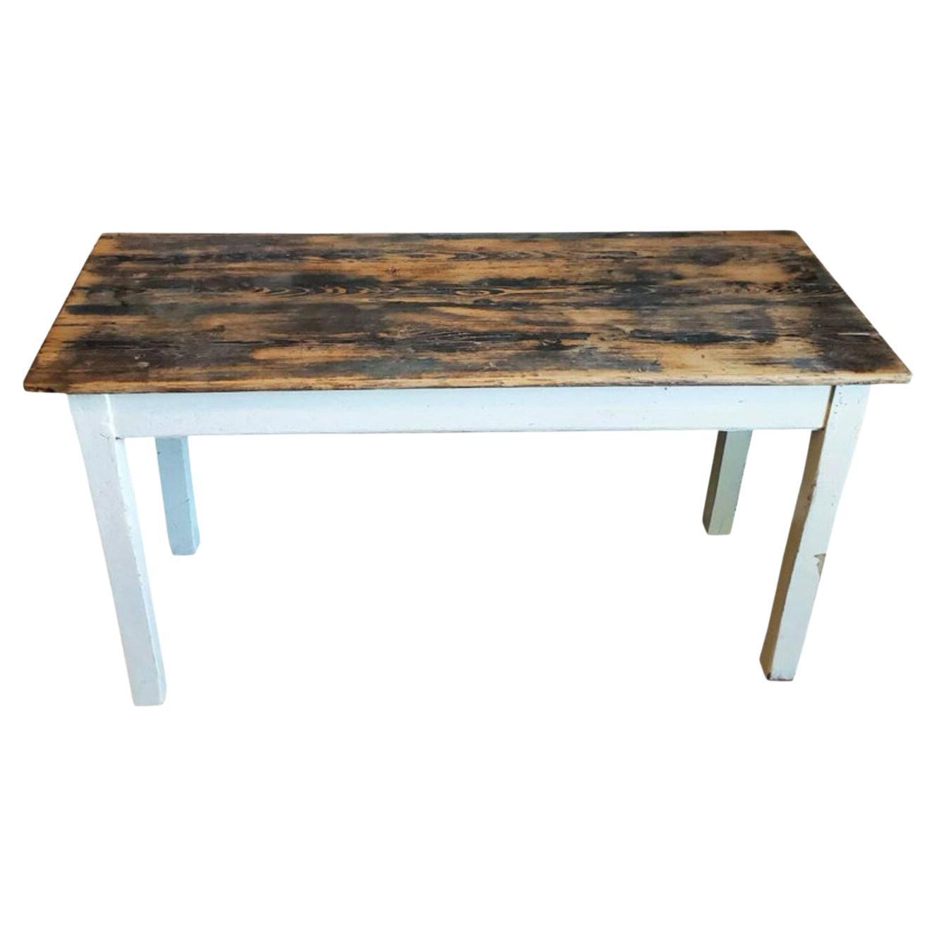 Rustic Antique Farmhouse Harvest Table For Sale