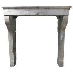 Rustic Antique Fireplace of French Limestone from the 19th Century