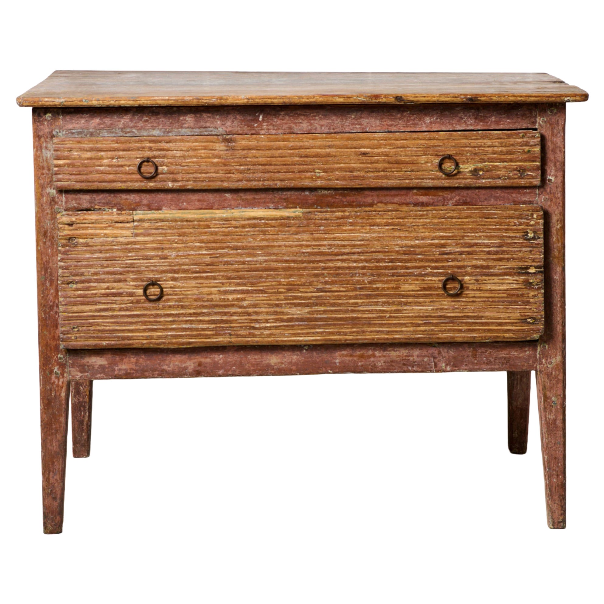 Rustic Antique Folk Art Chest of Drawers, Solid Pine and Charming Original Paint