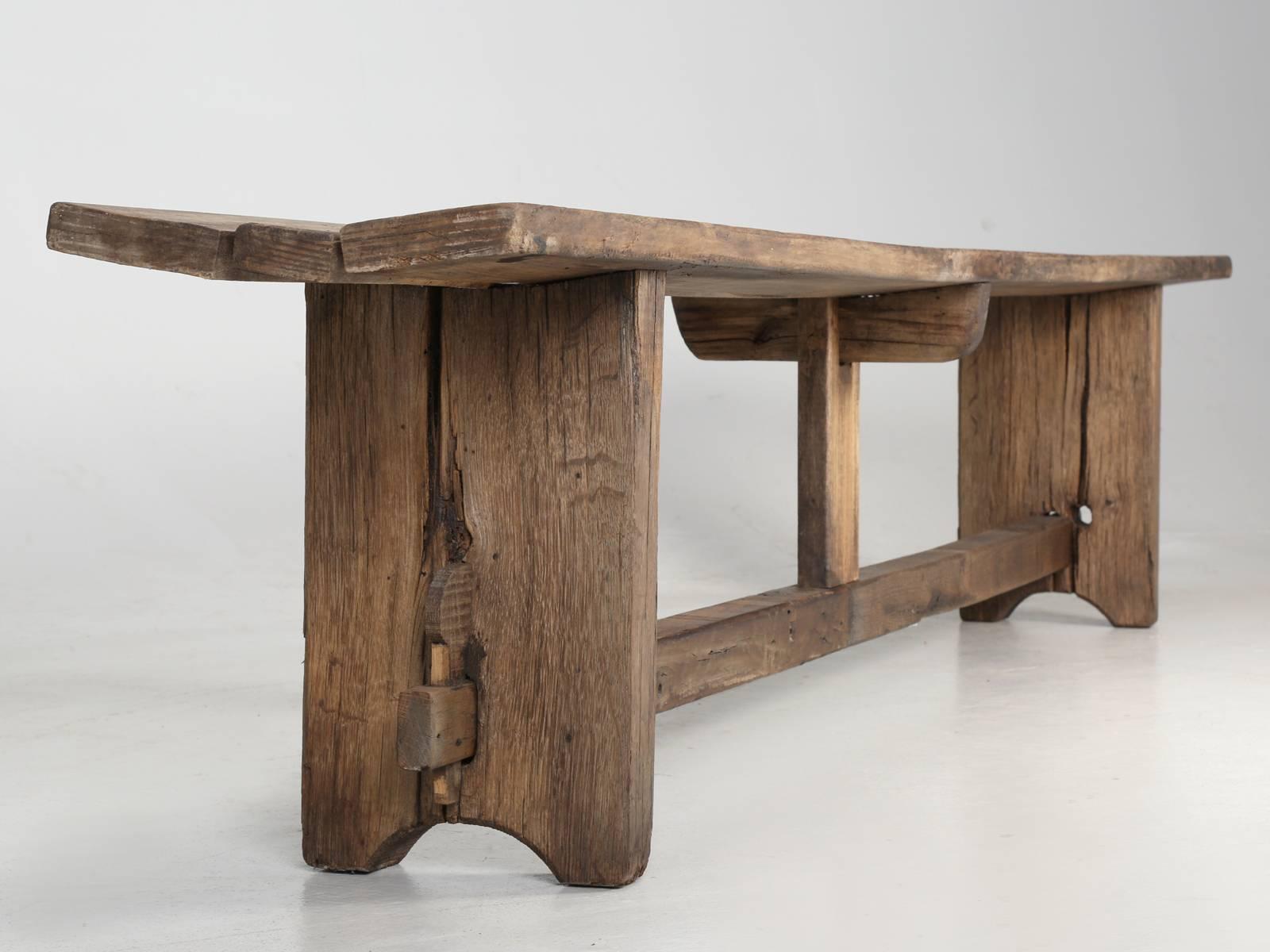 Rustic Antique French Farm Table Bench 8