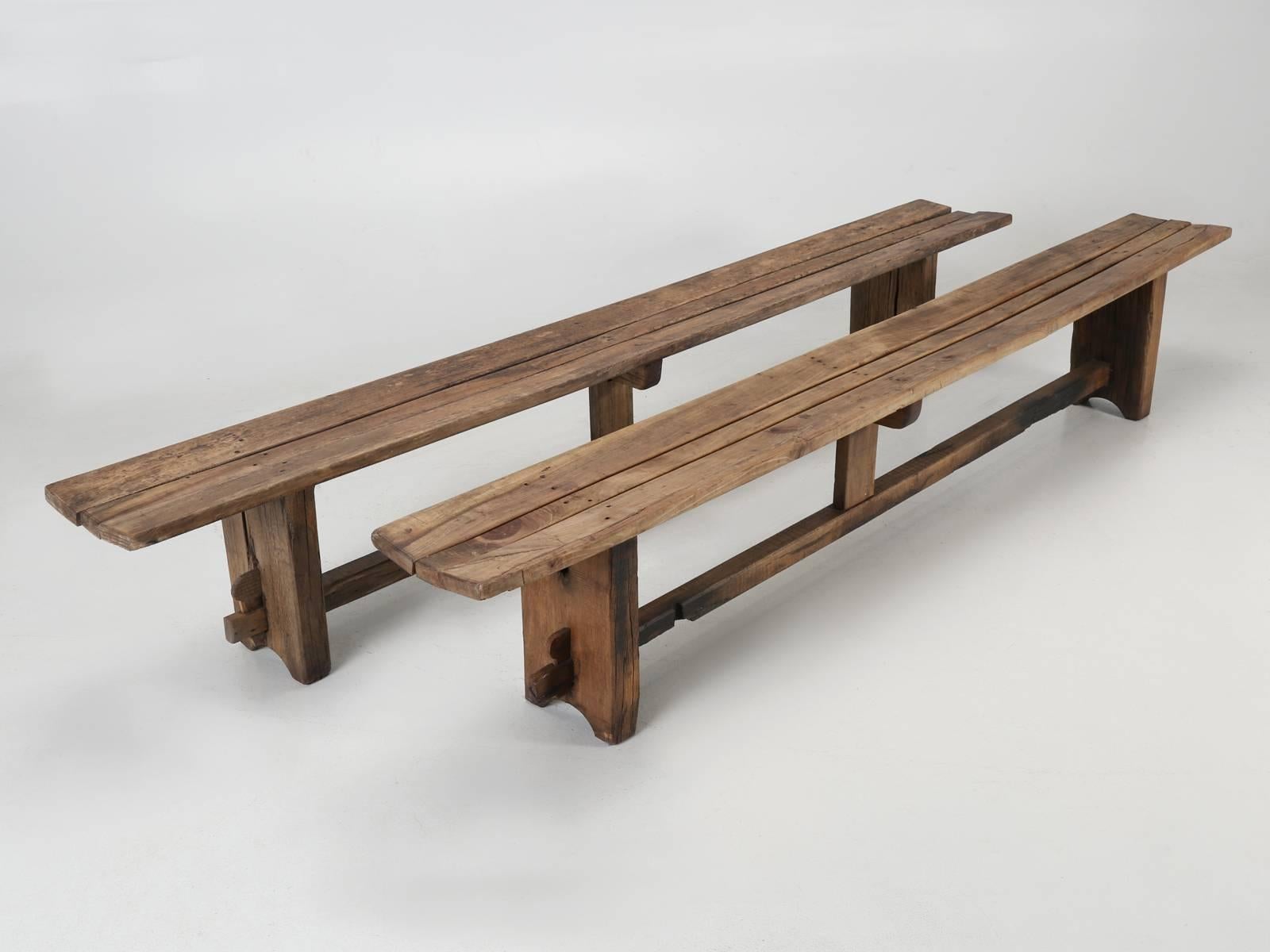 Rustic Antique French Farm Table Bench 10