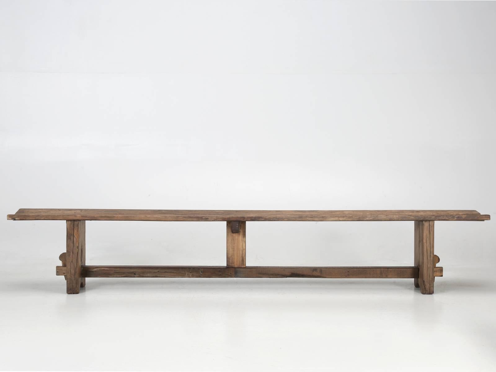 Rustic Antique French Farm Table Bench 2