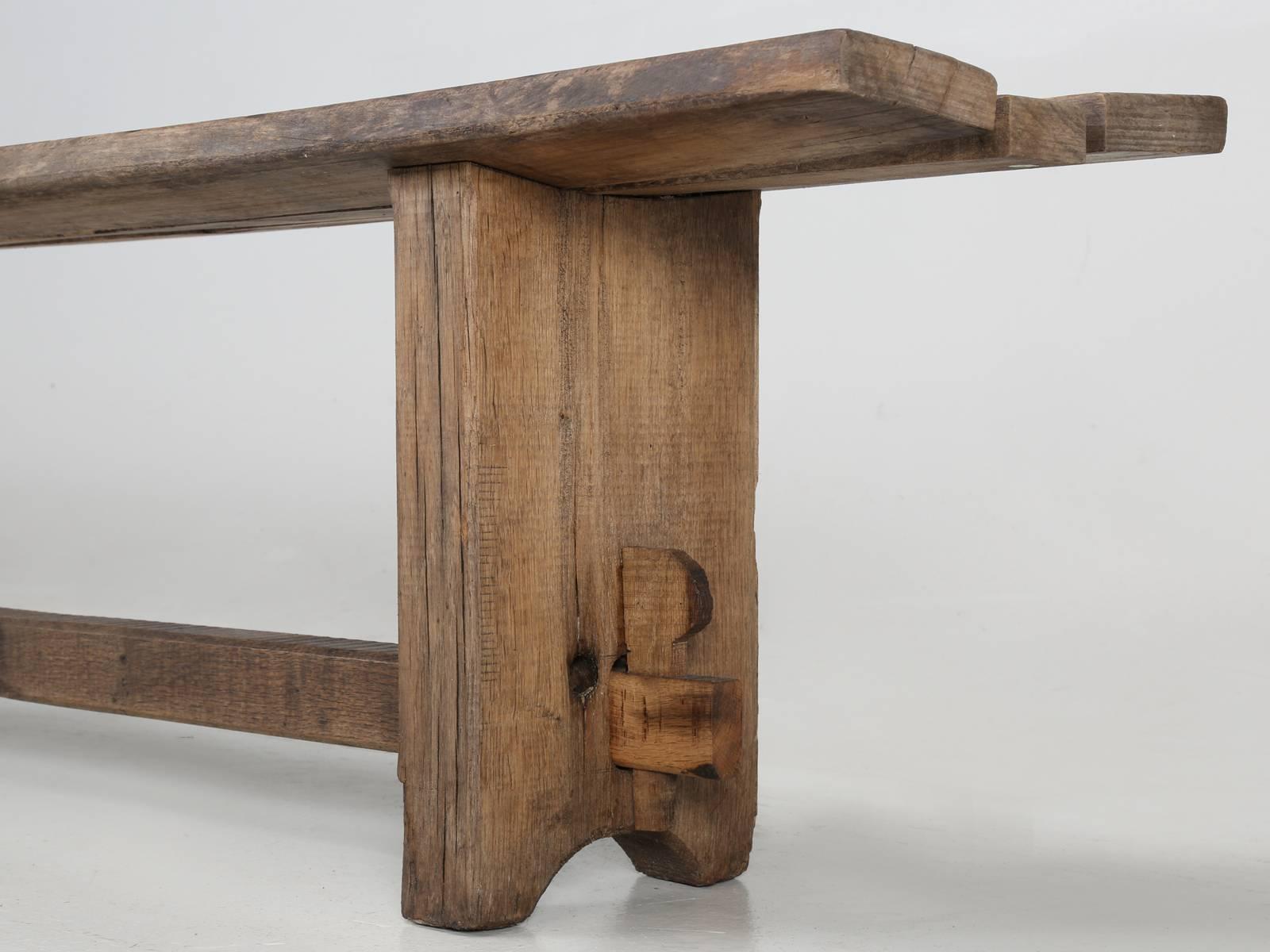Rustic Antique French Farm Table Bench 3