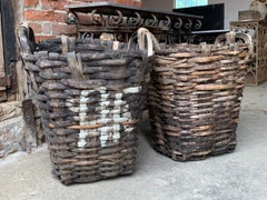 Rustic Antique French Grape Harvesting Baskets