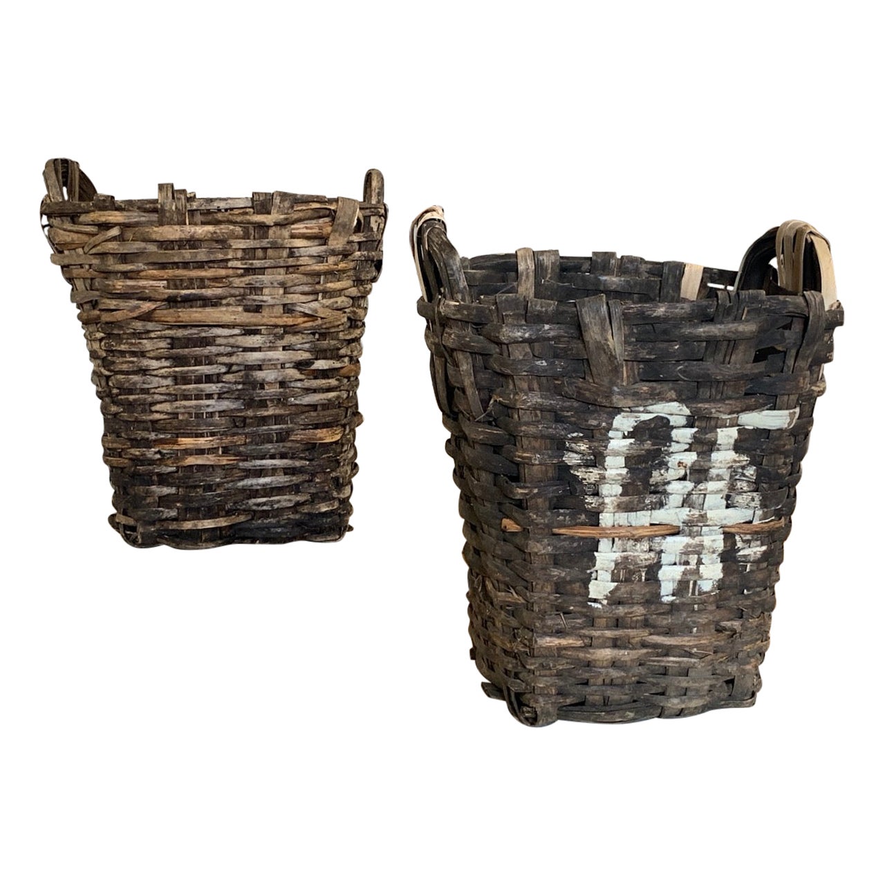 Rustic Antique French Grape Harvesting Baskets