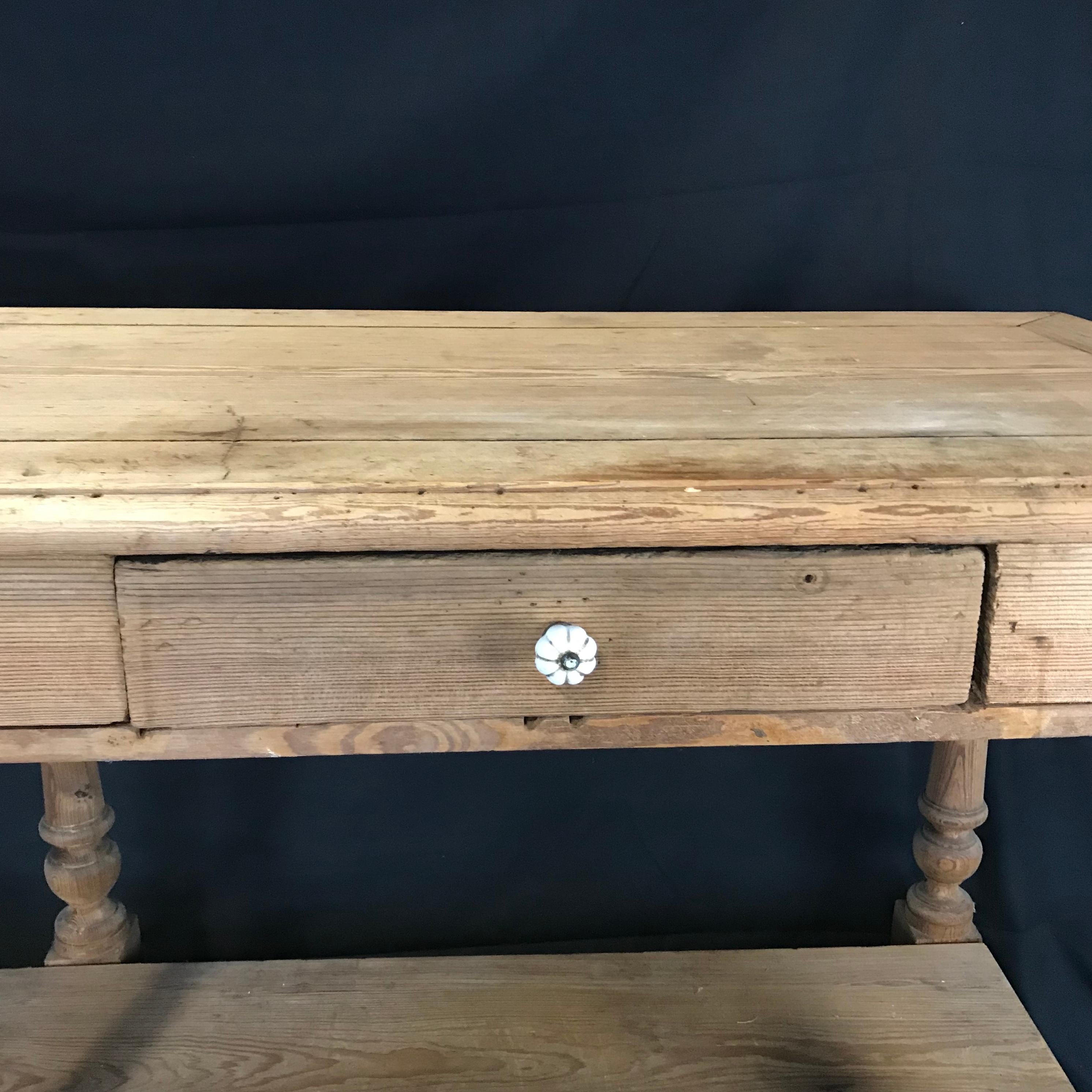 Rustic Antique French Scrubbed Pine Sideboard Sofa Table or Credenza 3