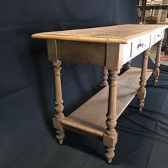 Rustic Antique French Scrubbed Pine Sideboard Sofa Table or Credenza