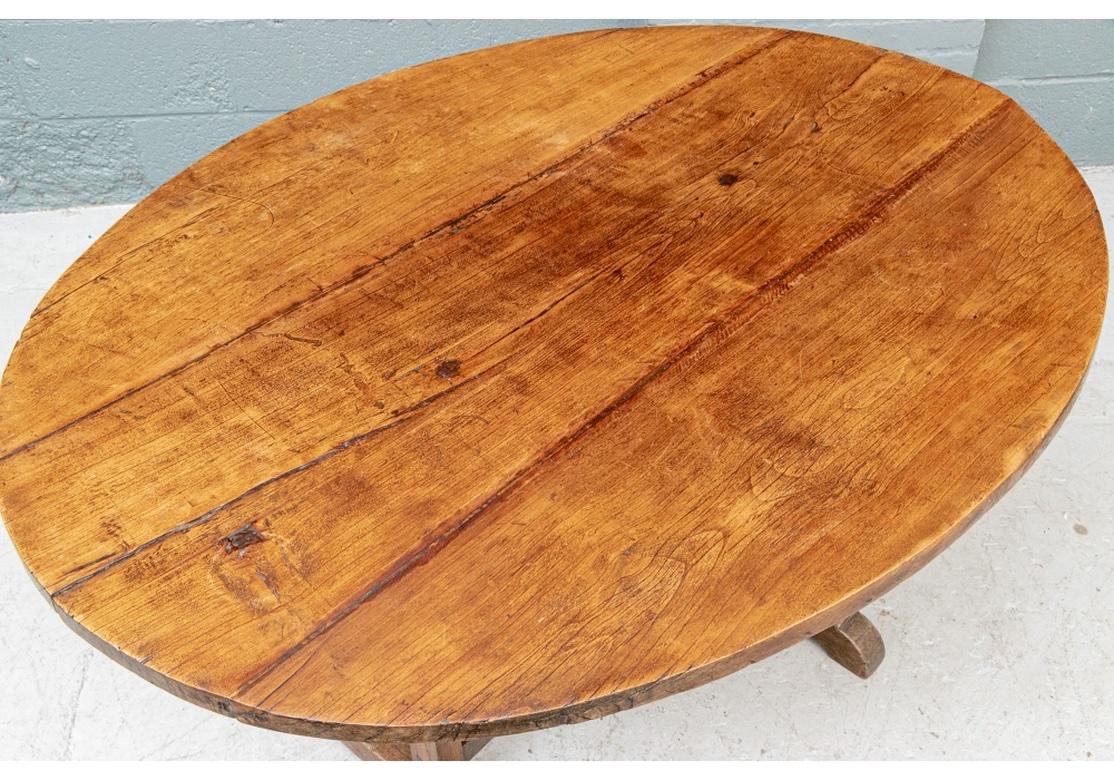 Rustic Antique French Tilt Top Vintner’s Table For Sale 1