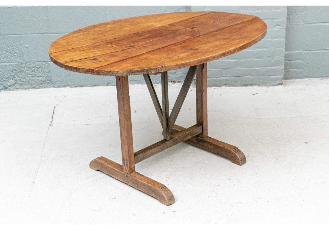 Rustic Antique French Tilt Top Vintner’s Table For Sale 3