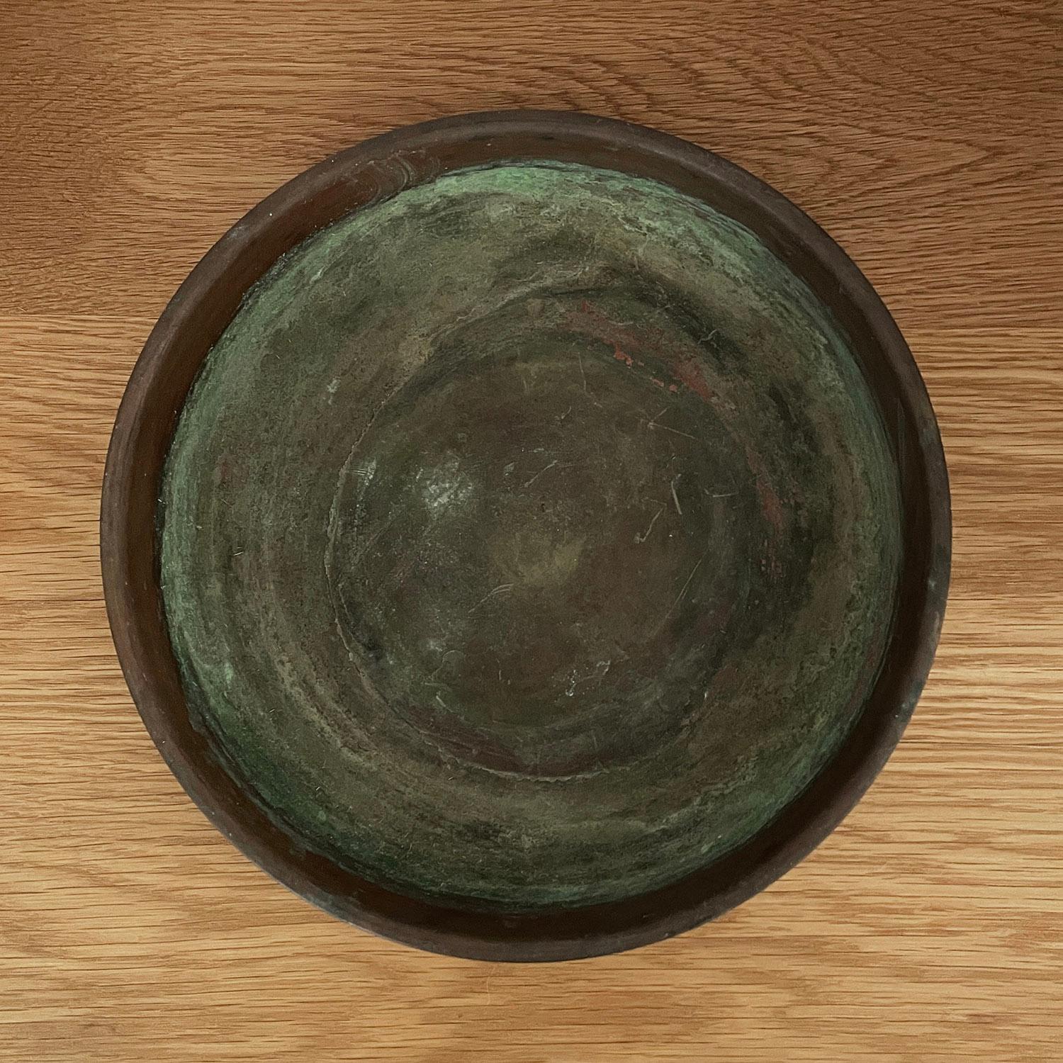 20th Century Rustic Antique Green Copper Tray For Sale