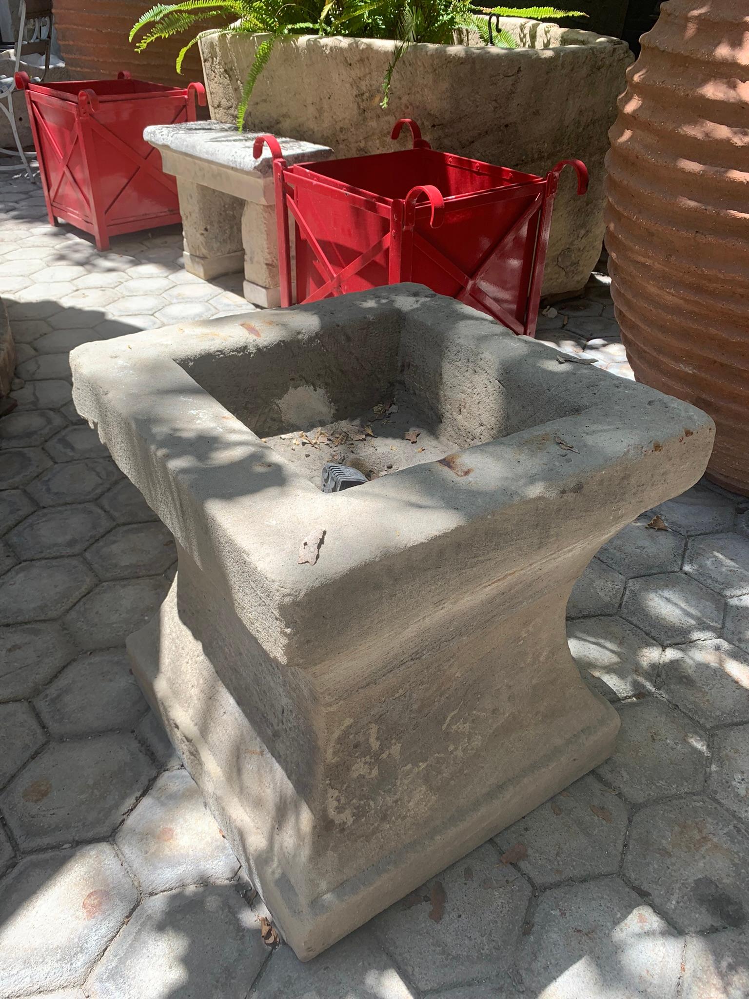 Rustic Antique Hand Carved Stone Birdbath Center Fountain Basin Sink Container For Sale 8