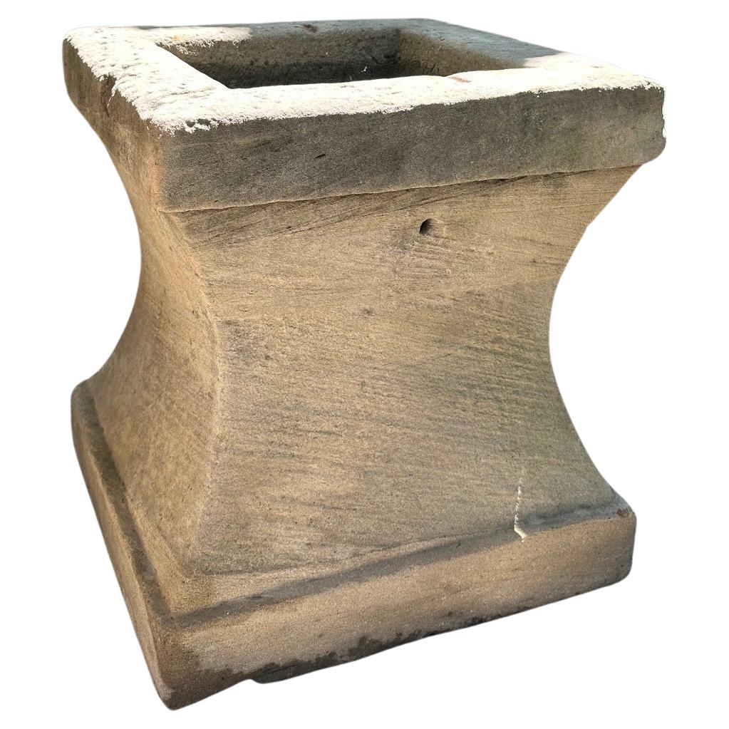 18th Century and Earlier Rustic Antique Hand Carved Stone Birdbath Center Fountain Basin Sink Container For Sale
