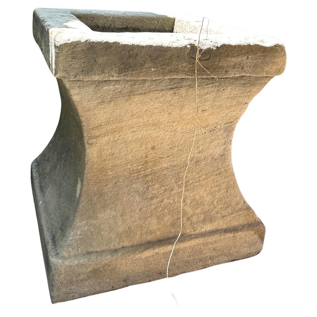 Rustic Antique Hand Carved Stone Birdbath Center Fountain Basin Sink Container For Sale 2