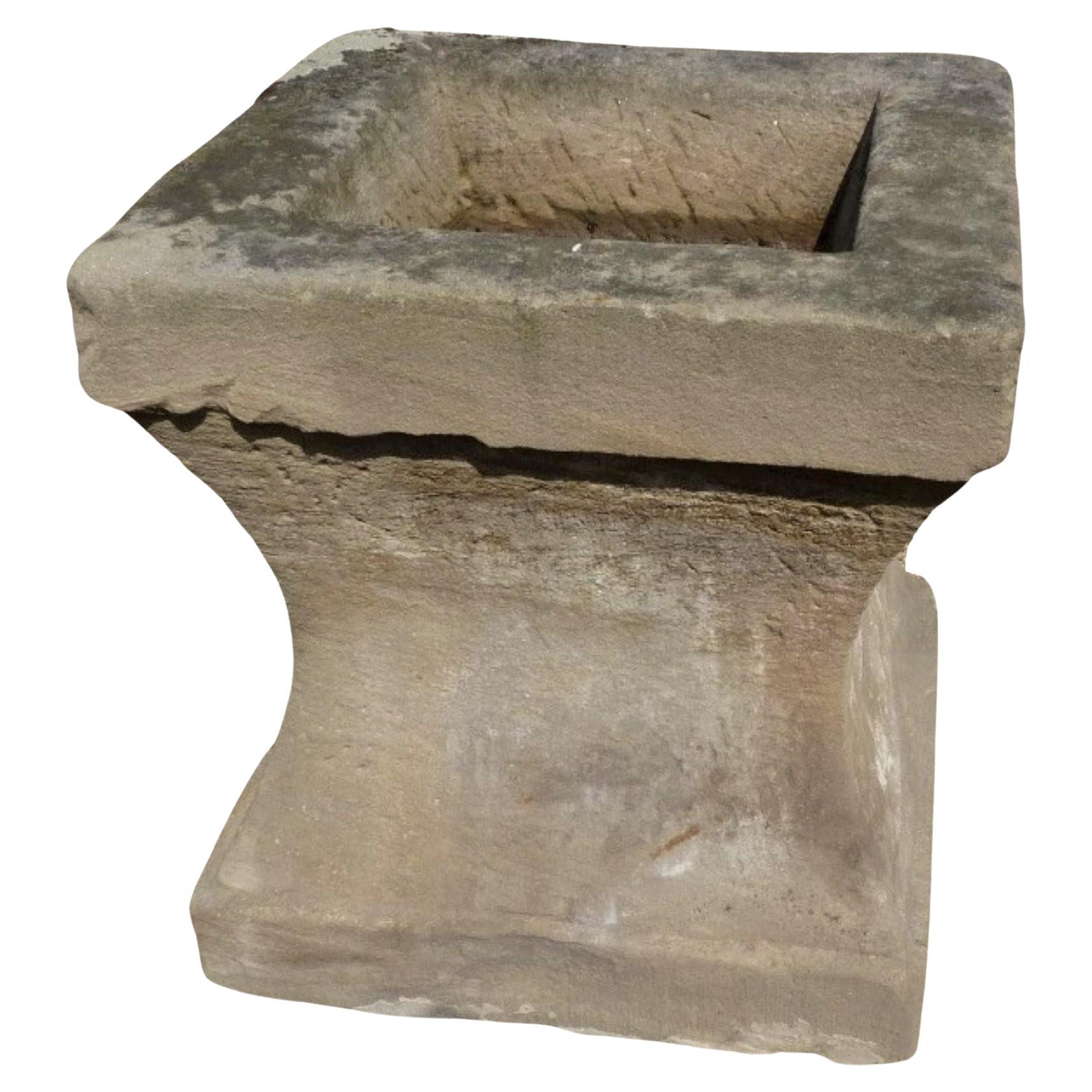 Centro de baño para pájaros rústico antiguo tallado a mano Fuente Lavabo Recipiente