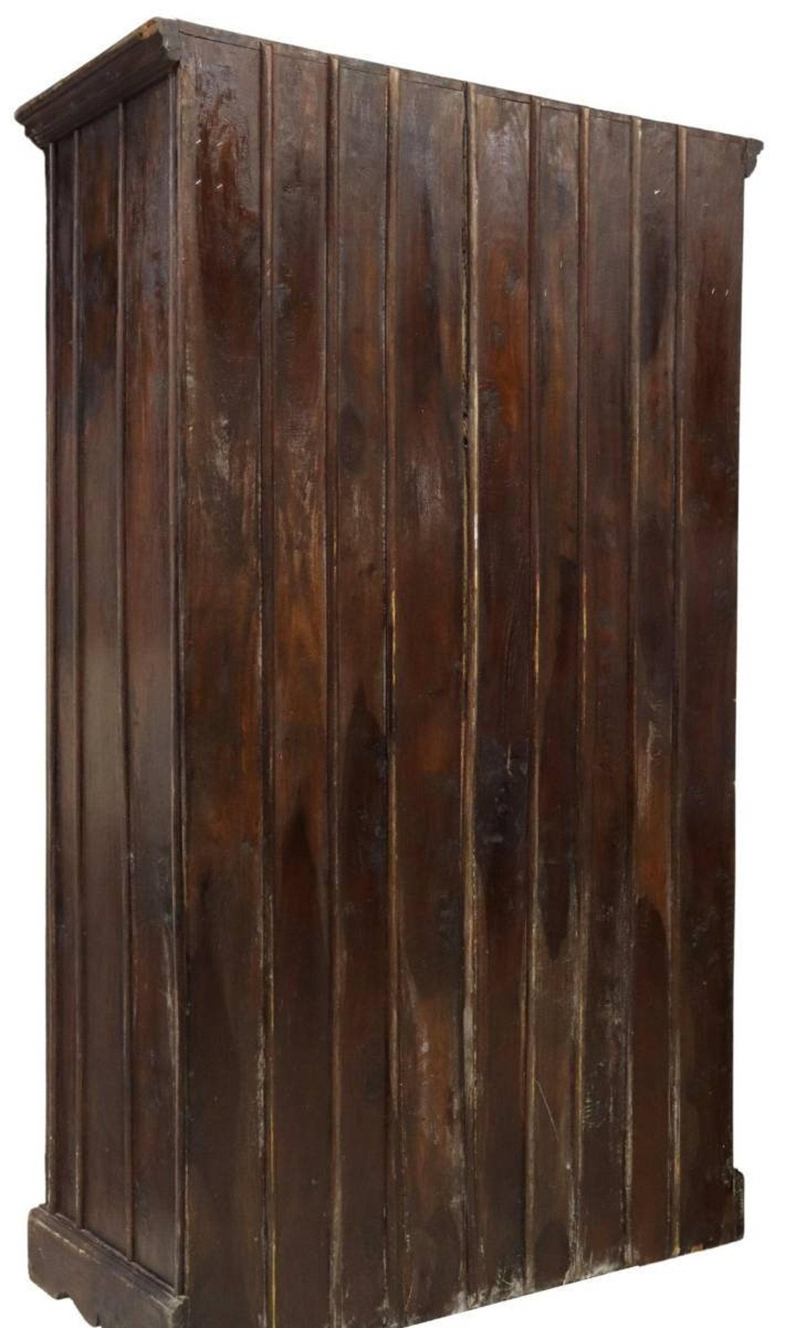 Rustic Antique India Iron Mounted Wood Two Door Cabinet 1
