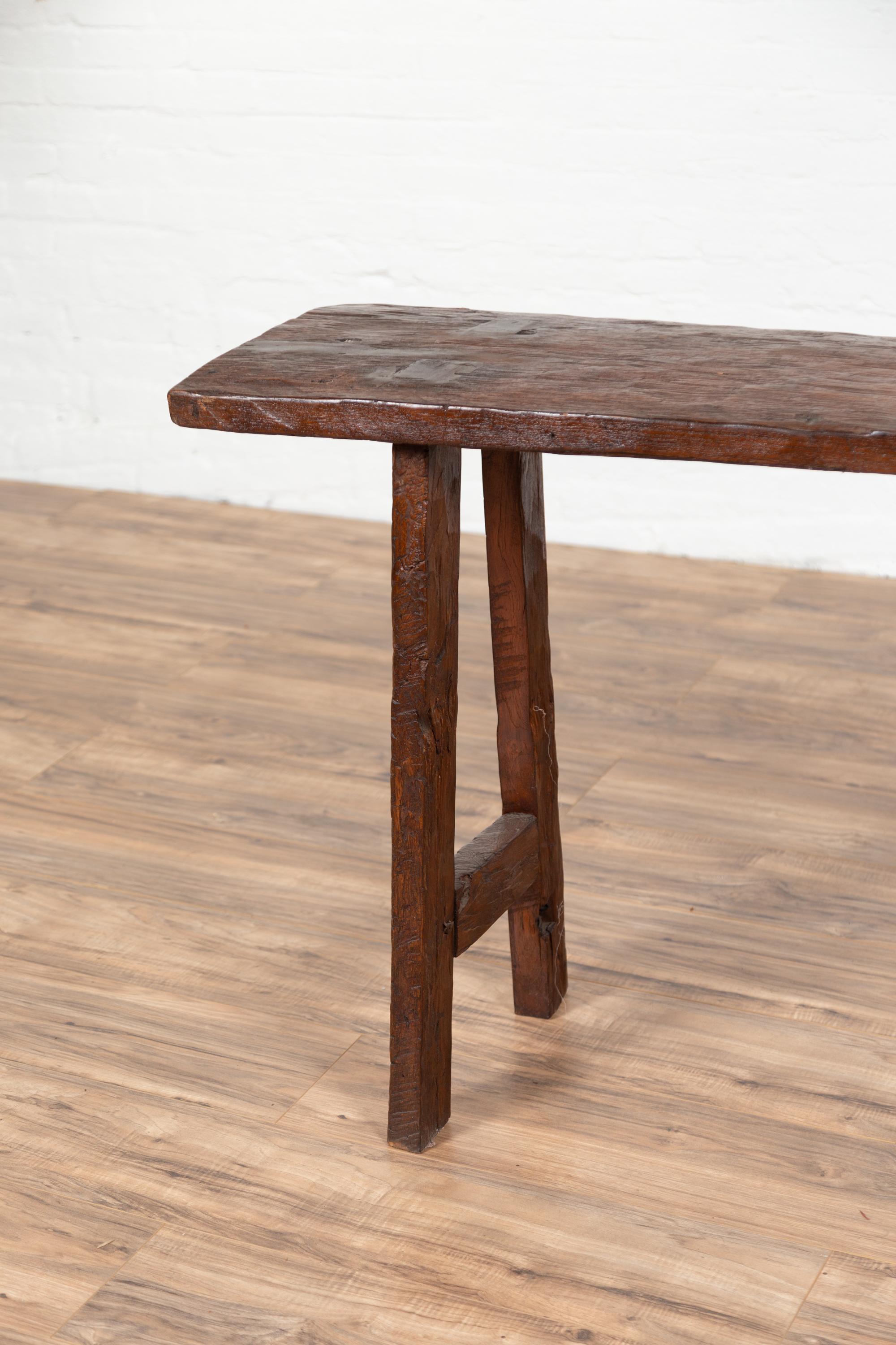 distressed wood console table