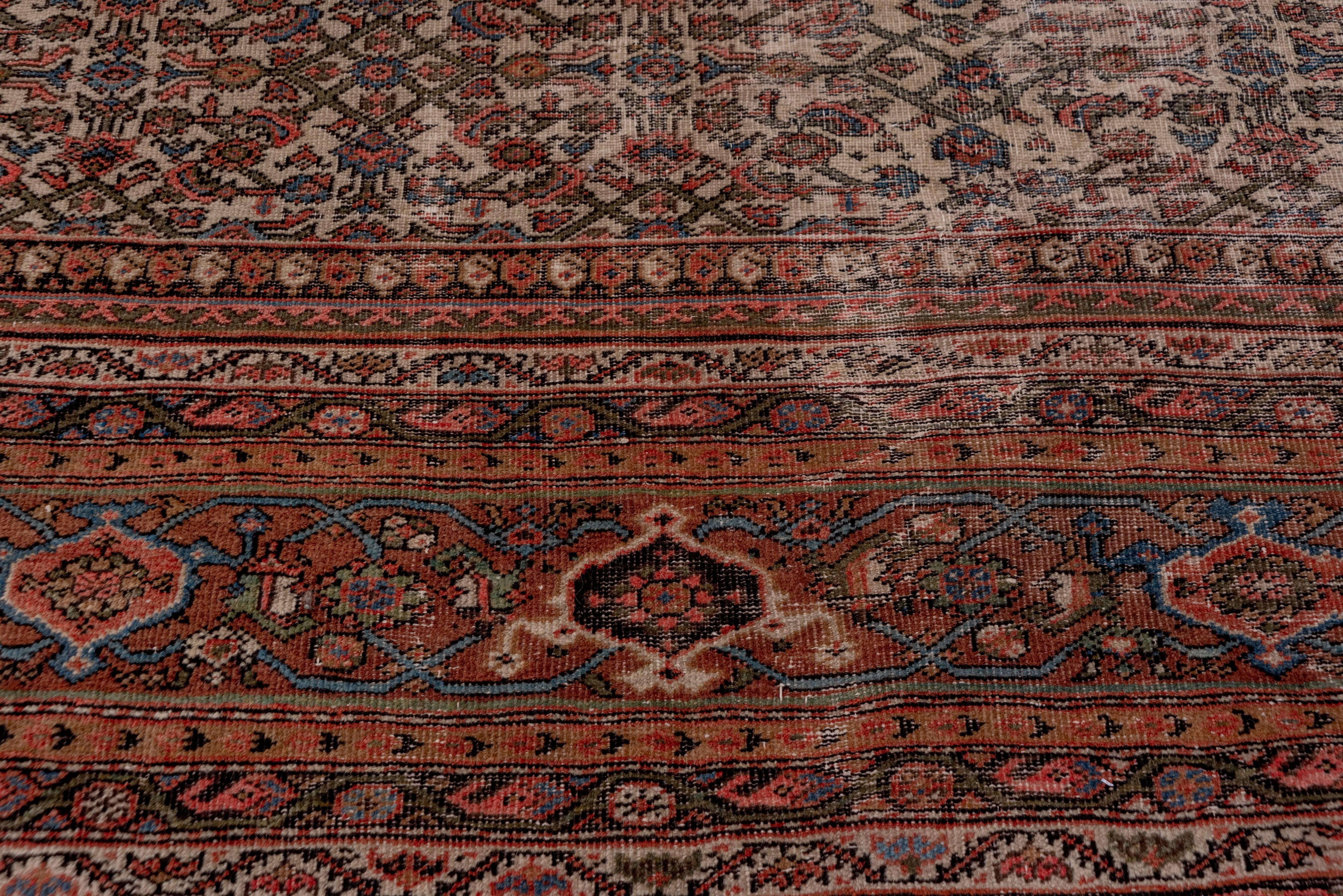 Hand-Knotted Rustic Antique Mahal Carpet For Sale