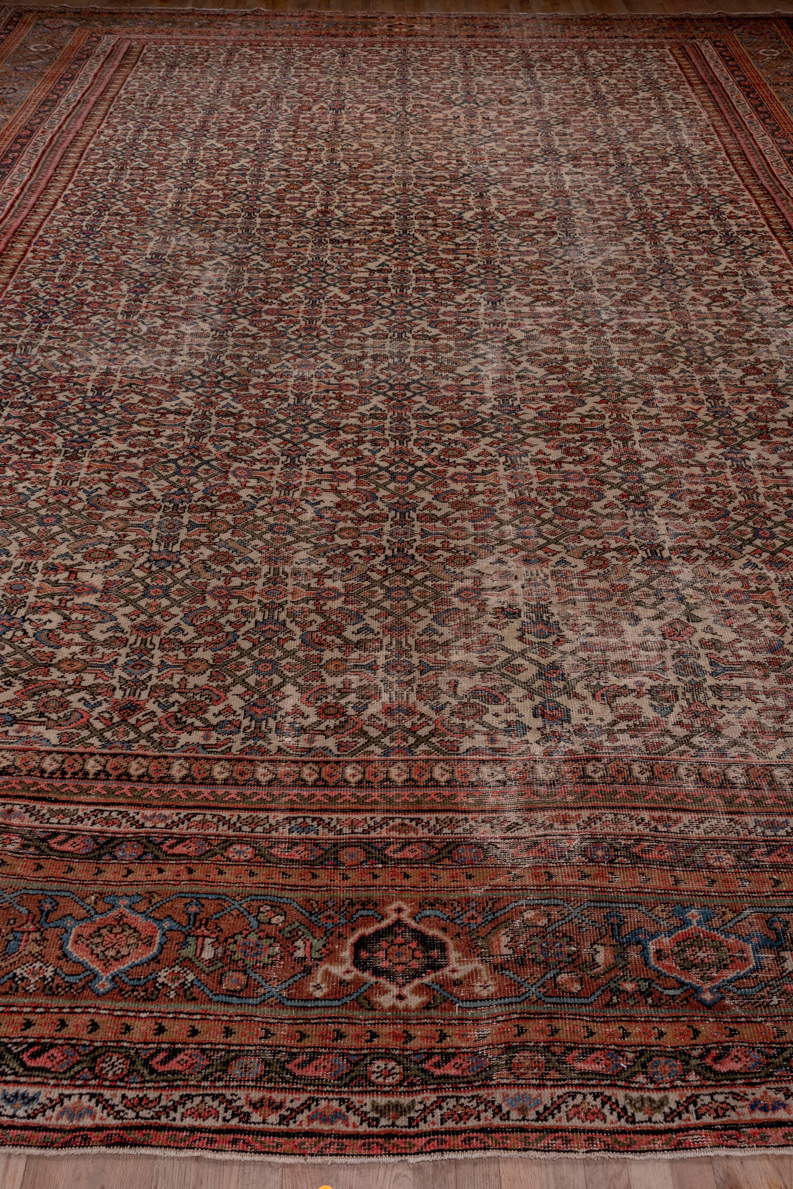 Mid-20th Century Rustic Antique Mahal Carpet For Sale