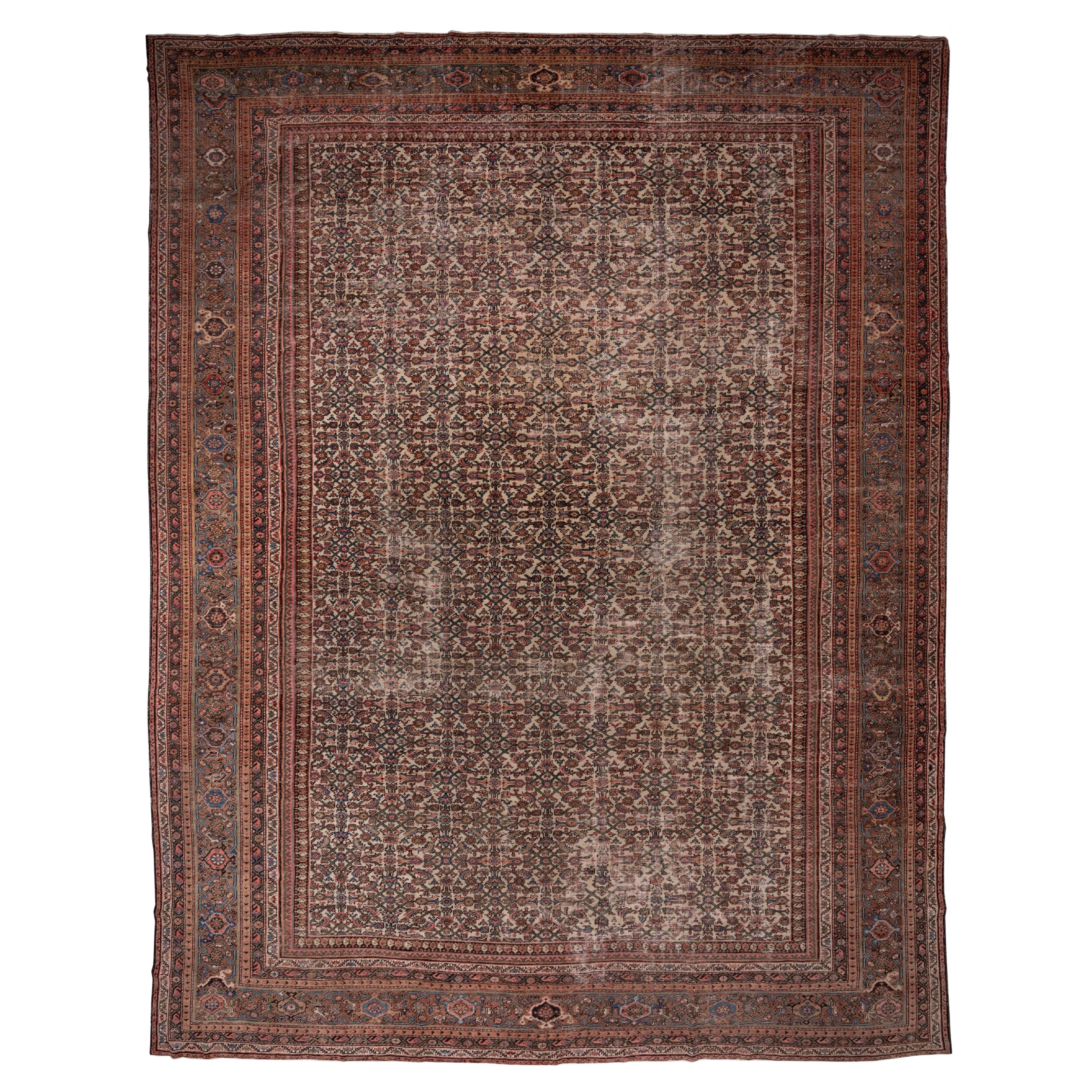 Rustic Antique Mahal Carpet For Sale