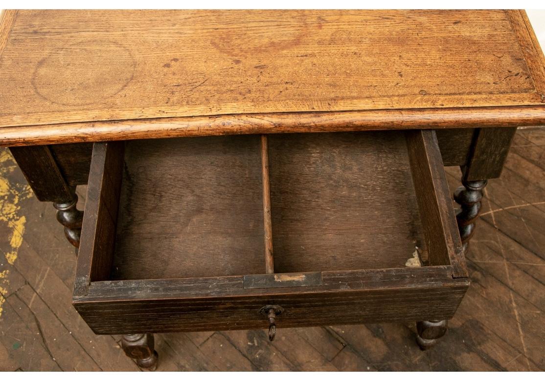 19th Century Rustic Antique Oak Barley Twist Tavern Table