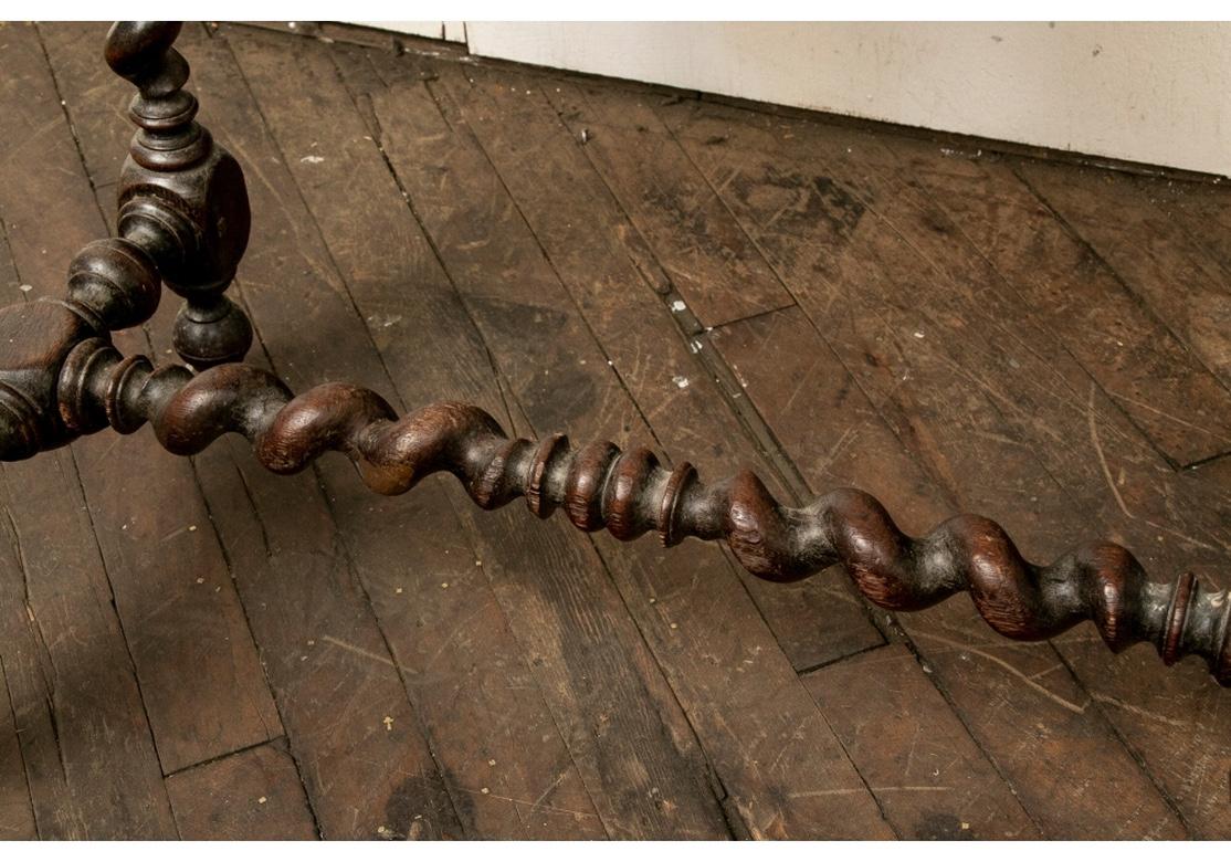 Rustic Antique Oak Barley Twist Tavern Table 4