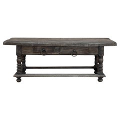Rustic Antique Oak Coffee Table with Drawers