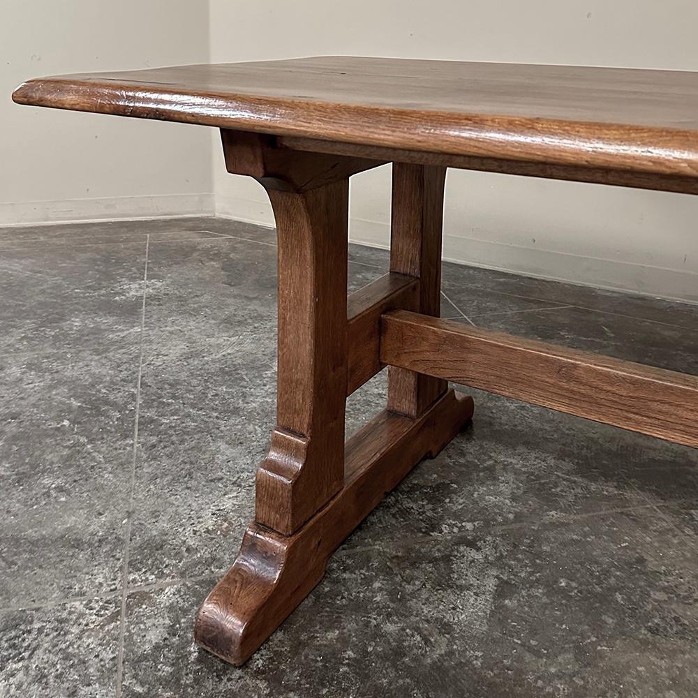 Rustic Antique Oak Dining Table with Trestle For Sale 5