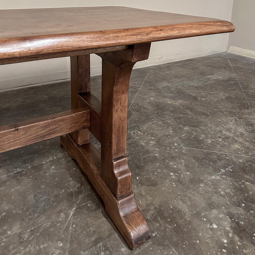 Rustic Antique Oak Dining Table with Trestle For Sale 6
